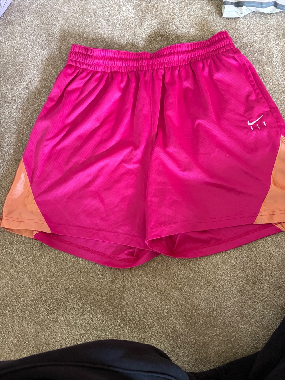 Nike Women's Hot Pink Athletic Shorts with Peach Accent